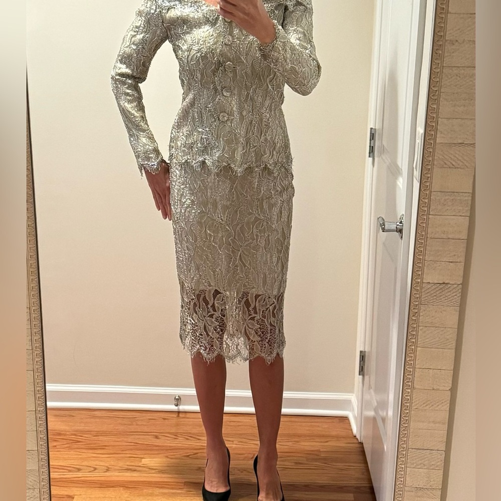 Luisa Beccaria gold lace jacket and skirt size 46 - Picture 16 of 16